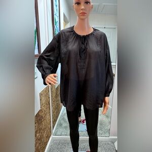 100% Linen Blouse – Dark Chocolate – Size S/M (Relaxed Fit)